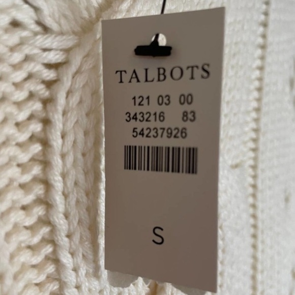 Talbots Cable Knit Sweater Ivory Small NWT Coastal Fisherman Preppy Cottage - Picture 8 of 11